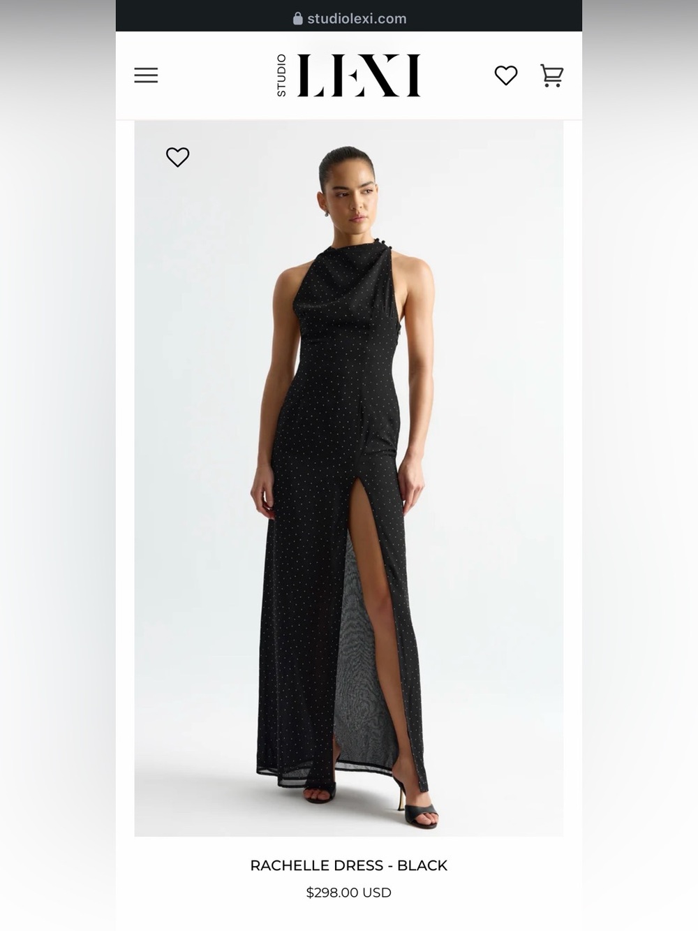 Rachelle Black Halter Gown with High Slit